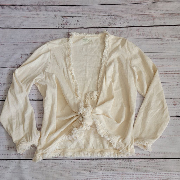 Spartina 449 Clara Convertible Cardigan Fringe Cream Wrap Women's Medium - Picture 8 of 10